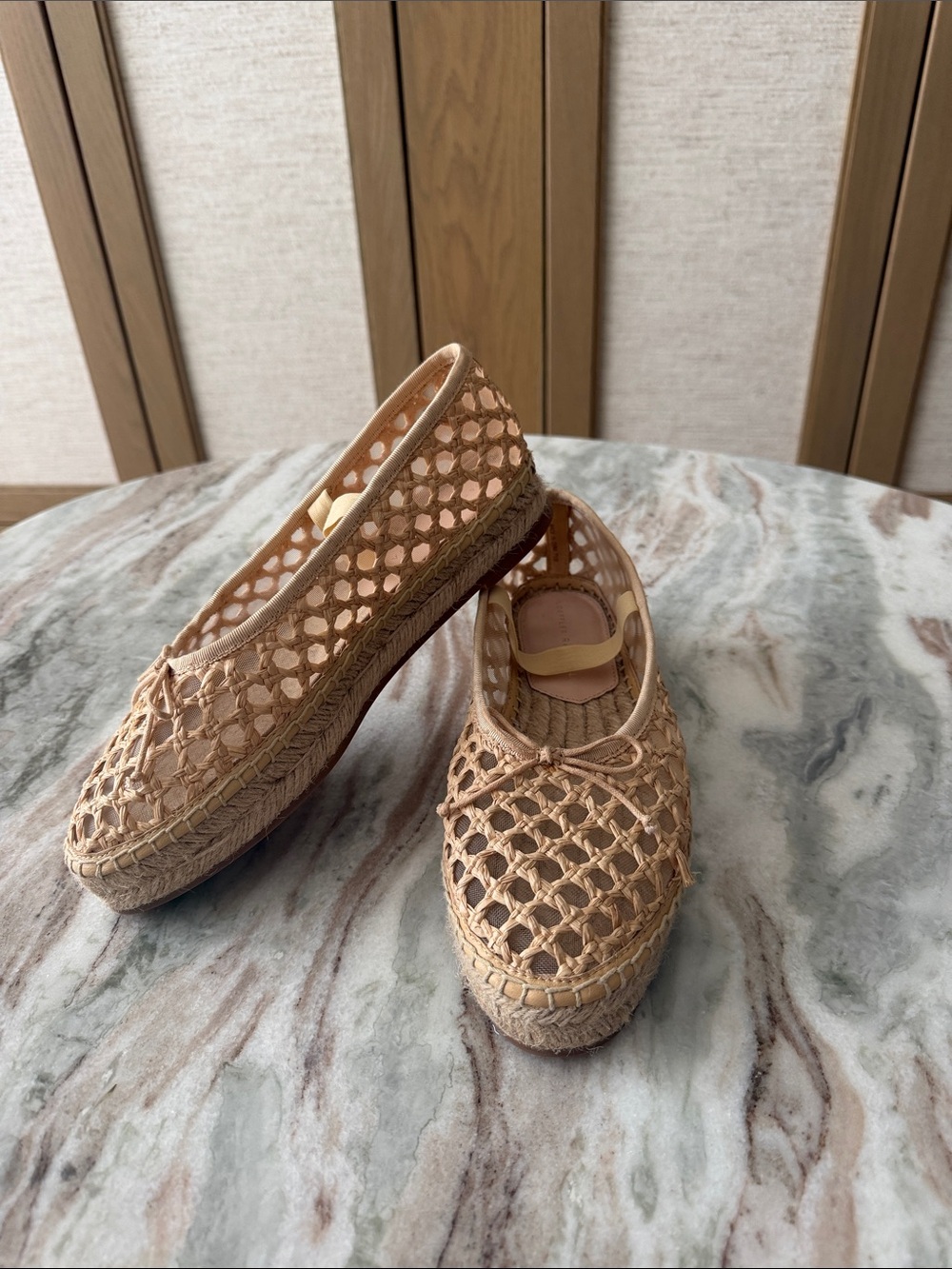 Loeffler Randall Beige Crochet Espadrille Flats